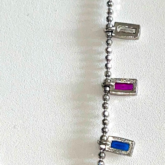 New Mia Fiore Dyadema Italy Sterling Silver Multi Crystal Bead Necklace - Picture 9 of 16